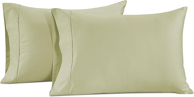 Pillow Case Covers King, Set of 2, 100% Egyptian Cotton Sateen, Soft Cool & Smooth 1000 Thread Count Pillow Cases - Seafoam