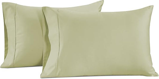 LANE LINEN Queen White Pillow Cases Set of 2, 100% Egyptian Cotton Cases, Sateen, White- Perfect for Home, Hotels & Hospital Use, Standard Size - Seafoam