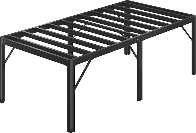 25 Inch High Twin Bed Frames with Rounded Corner Legs, Heavy Duty Metal Twin Platform Bed Frame with Steel Slats Support, No Box Spring Needed, Noise Free, Easy Assembly