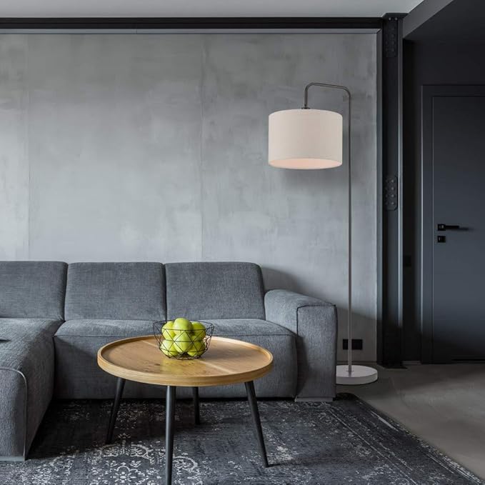 GLOBE Electric 67396 Barden 58" Floor Lamp, Silver, White Fabric Shade, On/Off Socket Rotary Switch