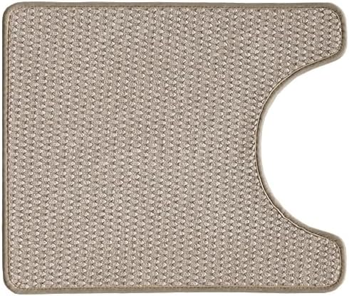 Chenille Bath Mat, Super Absorbent Non Slip Thin, Quick Dry U-Shaped, Beige 20x24