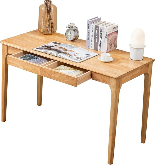 Solid Wood Desk, Gaming Study Home Office Desks for Work, Student PC Desk for Bedroom, Small Computer Desk for Small Spaces, Easy to Assemble (Wood Color, 47inch)