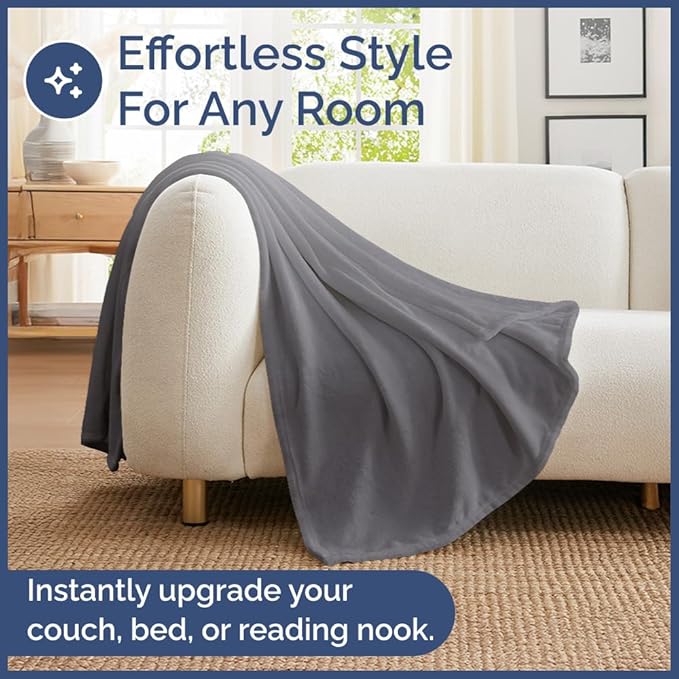 Ultra Soft Fleece Blanket Twin Size - Flannel Fleece Luxury Twin Blanket - Lightweight for Couch Bed Chair - Thick, Warm & Breathable - All Season Cozy Fuzzy, Anti-Static Microplush Bedding, Dark Grey