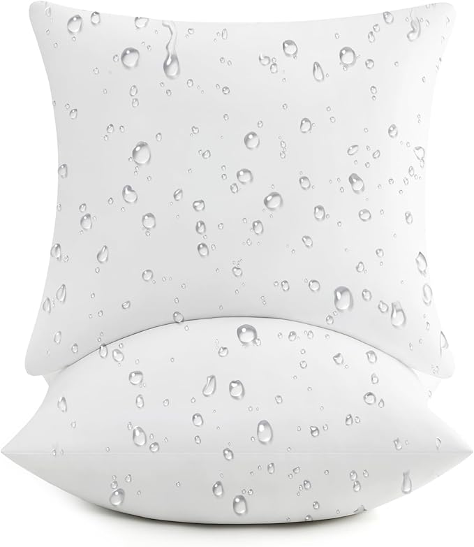 puredown® 16x16 Outdoor Pillow Inserts, Set of 2, Fluffy Soft Waterproof Down Alternative Square Form Sham Stuffer for Porch Swing Sofa Couch Cushion Patio Furniture
