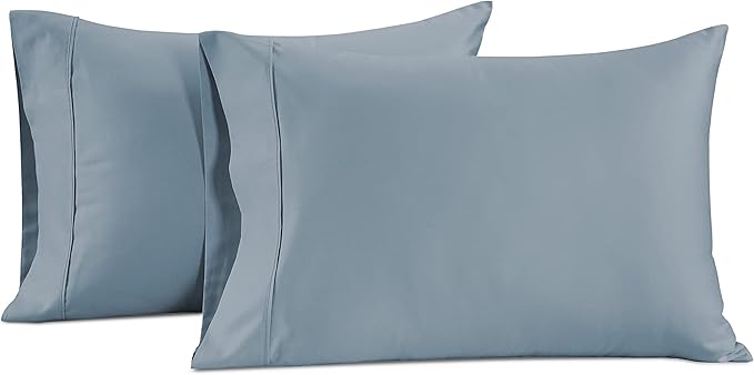 LANE LINEN Pillow Case Covers King Set of 2 100% Egyptian Cotton Sateen Soft Cool & Smooth 1000 Thread Count Cases - French Blue
