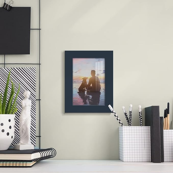 Renditions Gallery 3.5x5 inch Picture Frame High-end Modern Style, Made of Solid Wood and High Definition Glass Ready for Wall and Tabletop Photo Display, Navy Frame