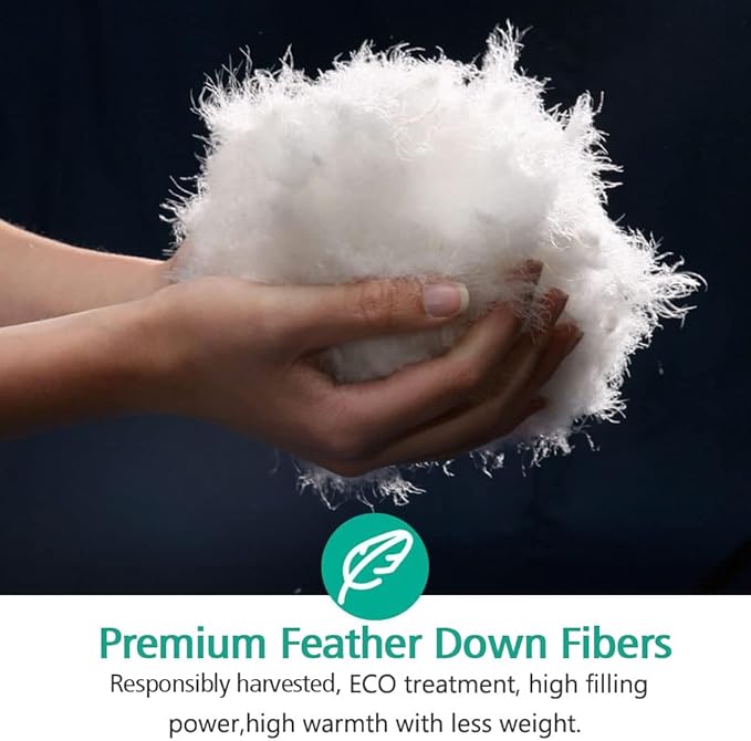 APSMILE Lightweight Down Feather Fibers Comforter Full/Queen Size, Fluffy Duvet Insert for Warm Weather/Hot Sleepers -Ultra Soft 100% Organic Cotton Cover, High FP Summer Duvet (White, 90x90)