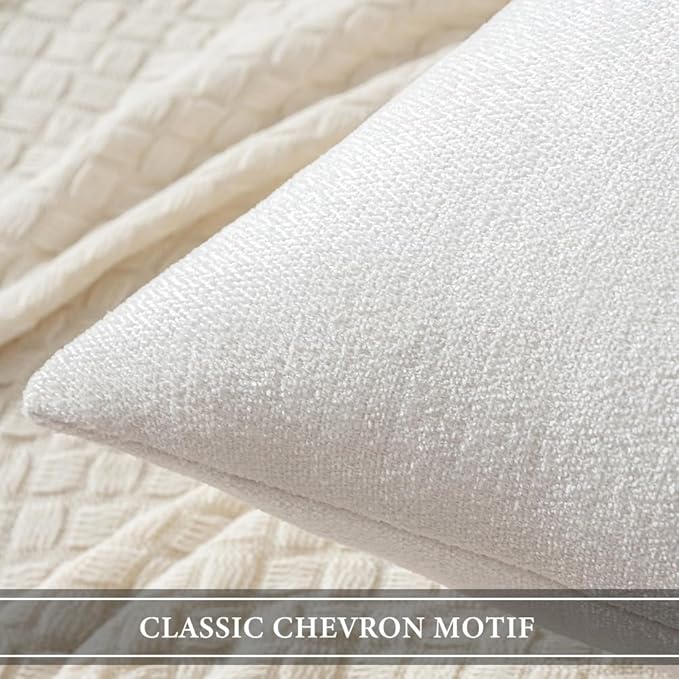 MIULEE Pack of 2 Pure White Decorative Pillow Covers 20x20 Inch Soft Chenille Couch Throw Pillows Farmhouse Cushion Covers for Home Decor Sofa Bedroom Living Room