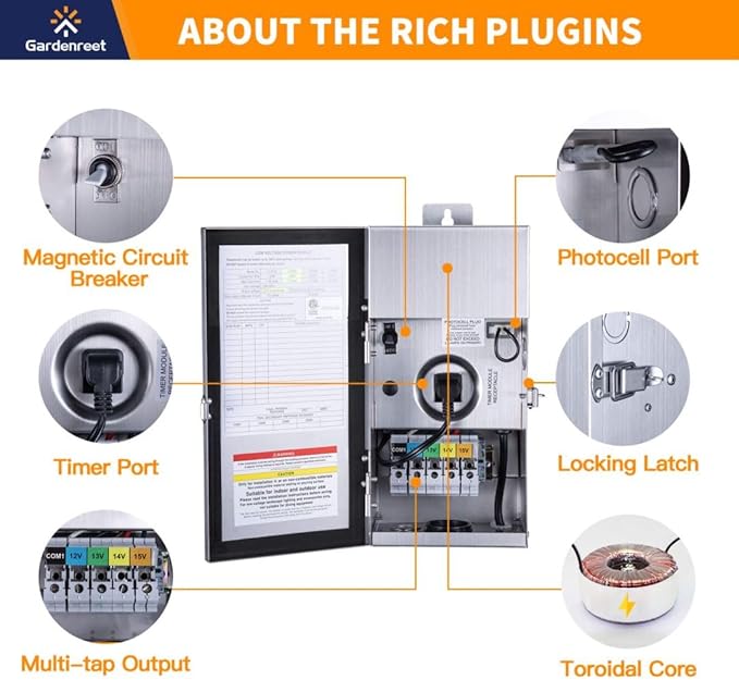 Black Brass Low Voltage Landscape Spotlights(8-Pack) Kit 12V LED with 150W Low Voltage Transformer & Mechanical Timer & 100FT Wire & 40Pack Connectors for Outdoor House Garden Patio