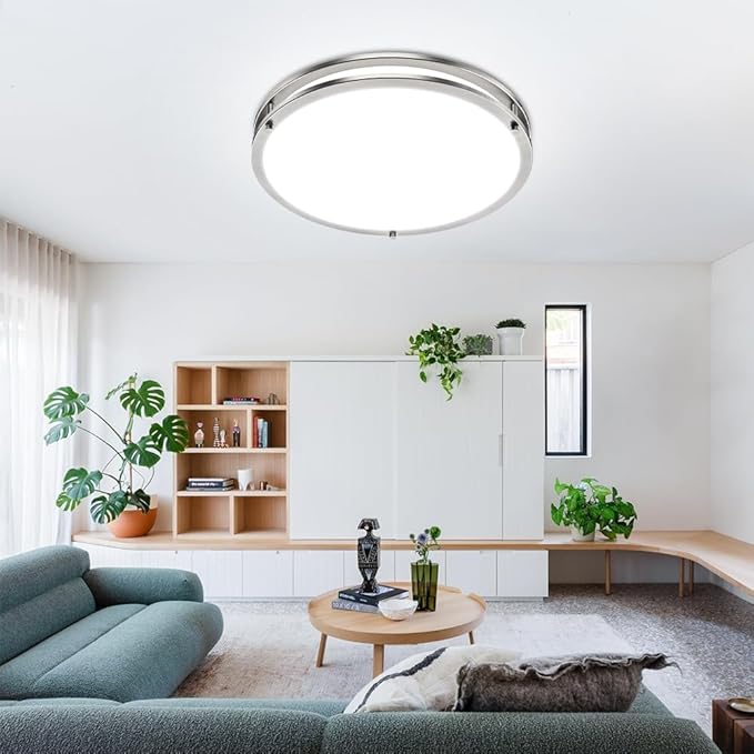 libtit 2Pack 13 Inch Flush Mount Ceiling Lights with Remote, 24W Dimmable LED Ceiling Light with Nightlight and Timer, 3000K-6500K Adjustable Light Fixture for Bedroom Kitchen Hallway Livingroom