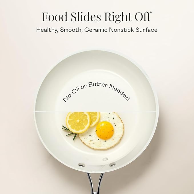 Gotham Steel 12 Pc Ceramic Cookware Set Nonstick, Ceramic Pots and Pans Set Non Stick with Steamer for Cooking, Non Toxic PFOA PFOS Free, Premium Stay Cool Handles, Oven & Dishwasher Safe