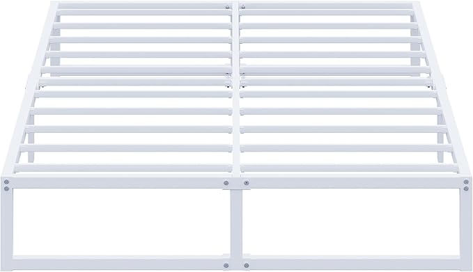 EMODA 12 Inch King Bed Frame, Metal Platform White Bed Frame King No Box Spring Needed, Heavy Duty Steel Slats Support, Easy Assembly, Noise Free