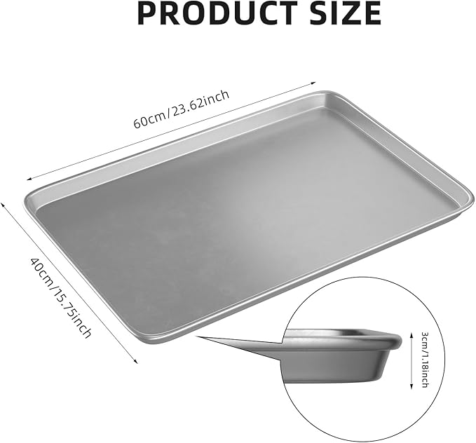 CROSSON 16× 24 Inch Cookie Sheet Pans Set of 12-Baking Tray Jelly Roll Pan Set Commercial Grade Aluminum Coated Statinless Steel Bun Pan for Oven,Freezer,Bakery Hotel Restaurant