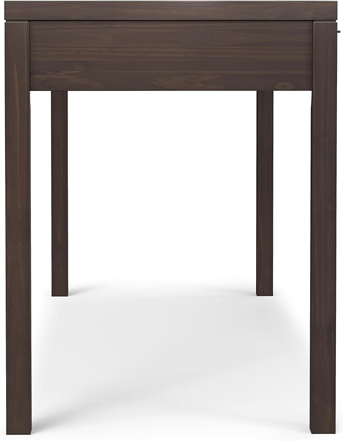 SIMPLIHOME Hollander Desk - 72-Inch Wide Solid Wood Writing Desk in Warm Walnut Brown, Contemporary Modern Home Office Computer Table for Study with 2 Drawers and Flip-Down Keyboard Tray