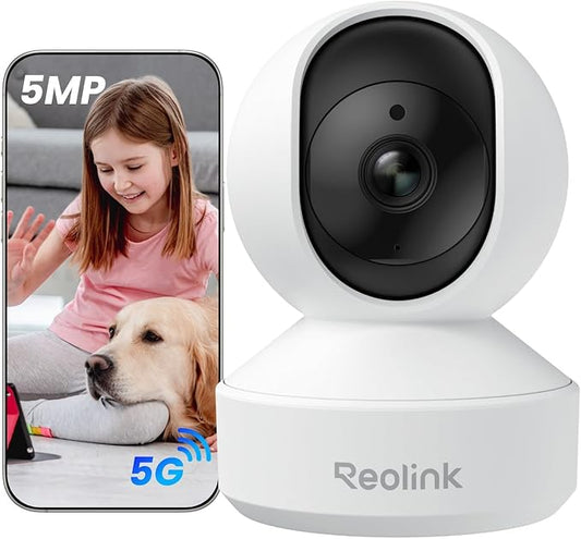 REOLINK E1 Pro 3K PT Wi-Fi Indoor Camera for Baby & Pet Monitoring, Auto Tracking, 5MP Night Vision Enhanced by F1.6 Aperture, Person/Pet/Baby Crying Detection, 2.4/5GHz Wi-Fi, Two-Way Audio
