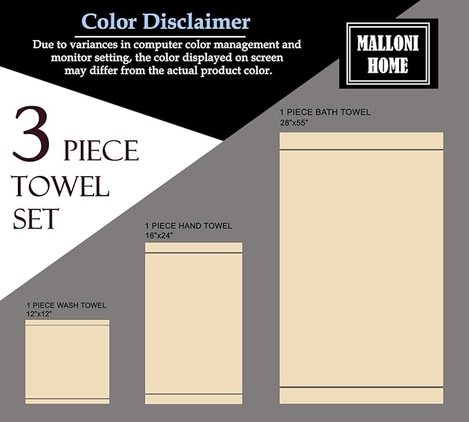 Ultra Soft 3 Pack Cotton Towel Set, Contains a Bath Towels 28x55 inch, a Hand Towels 16x24 inch & a Wash Coths 12x12 inch, Ideal Everyday use, Compact & Lightweight - Chocolate Brown