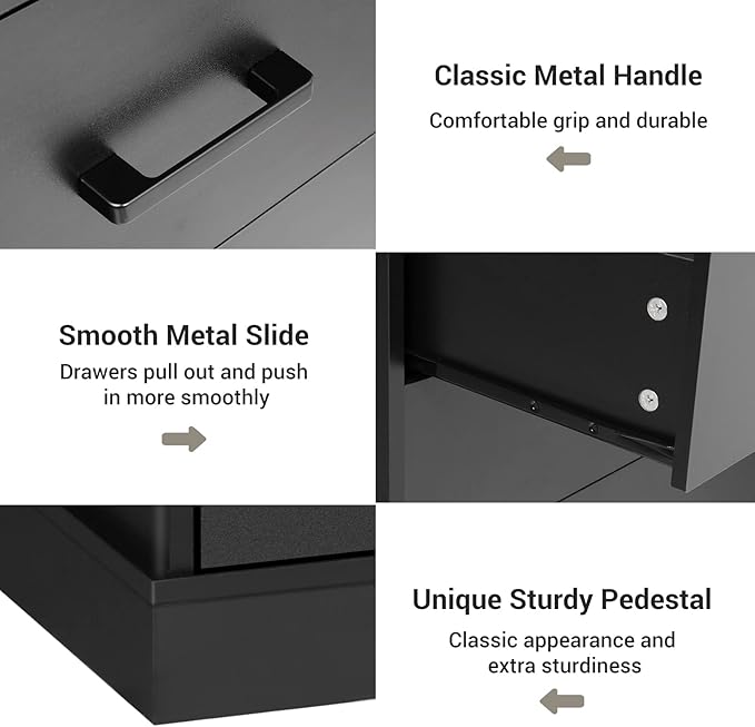 EPHEX Black Tall Dresser with 5 Drawers for Bedroom, Tall Dresser for Closet, Storage Tower Clothes Organizer, Modern Chest of Drawers with Sturdy Pedestal, 27.6'' W x 15.8'' D x 40.2'' H