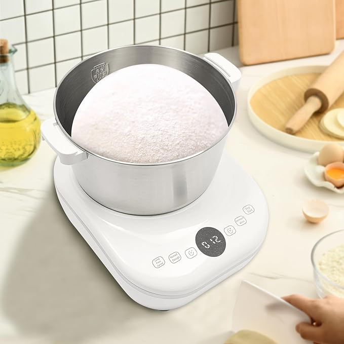Electric Dough Maker with Ferment Function 5L/4.5QT Dough Mixer Machine, Automatic Stainless Steel Flour Kneading Machine with Microcomputer Timer, Tabletop Split Design Dough Mixer (White)