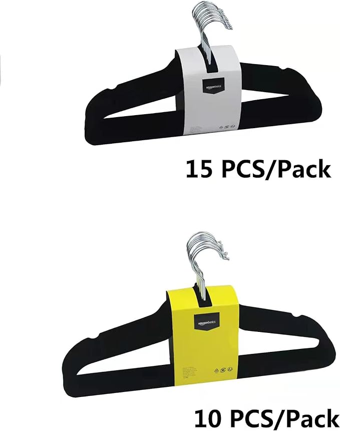 Amazon Basics Slim, Velvet, Non-Slip Suit Clothes Hangers, Pack of 50, Black