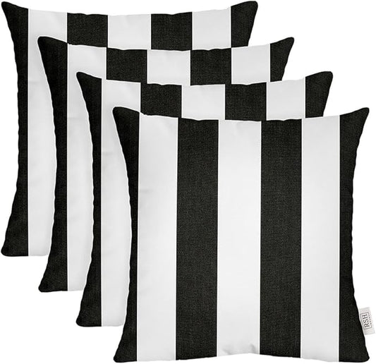 RSH DECOR: Sunbrella Square Throw Pillows Set of 4 | 17" x 17" | Water and Fade-Resistant Performance Fabric | Outdoor Pillow Covers with Down-Alternative Inserts | Cabana Classic
