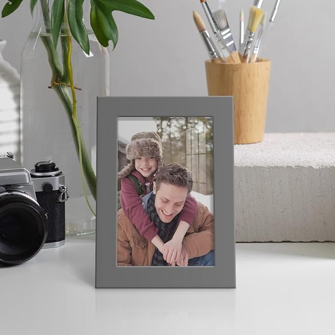 Renditions Gallery 4x6 inch Picture Frame High-end Modern Style, Made of Solid Wood and High Definition Glass Ready for Wall and Tabletop Photo Display, Gray Frame