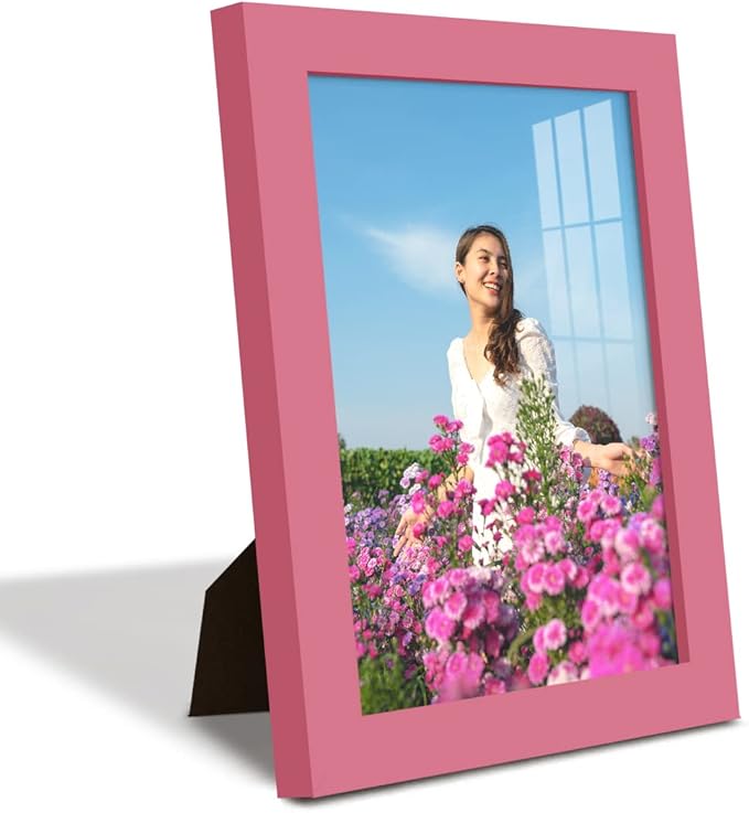 Renditions Gallery 6x8 inch Picture Frame High-end Modern Style, Made of Solid Wood and High Definition Glass Ready for Wall and Tabletop Photo Display, Hot Pink Frame