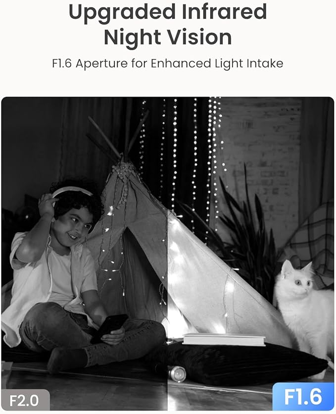 REOLINK E1 Pro(Black) 3K PT Wi-Fi Indoor Camera for Baby & Pet Monitoring, Auto Tracking, 5MP Night Vision Enhanced by F1.6 Aperture, Person/Pet/Baby Crying Detection, 2.4/5GHz Wi-Fi, Two-Way Audio