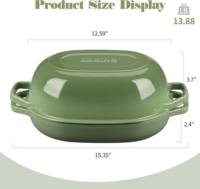 Enameled Cast Iron Dutch Oven Pot with Lid, Oval Dutch Oven for Bread Baking, Bread Oven for Homemade Sourdough Bread Baking, 7qt, Pistachio Green