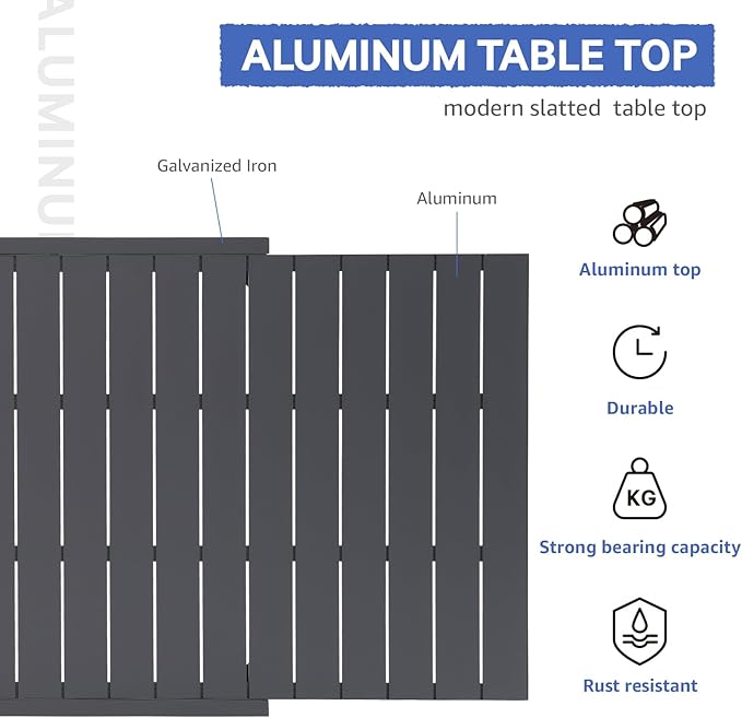 SUNSITT 9-Piece Outdoor Patio Dining Set, 63" - 105" Aluminum Expandable Outdoor Dining Table Set for 8, 8 Stackable Chairs with Gray Removable Cushions
