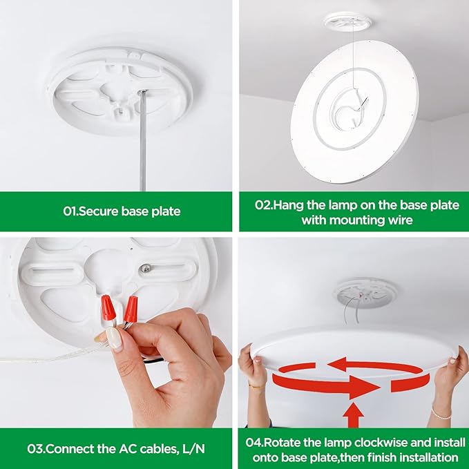 TALOYA 18 Inch Flush Mount Led Ceiling Light Fixture 5 Color Temperature Settings Round Surface Mounted Fixture Dimmable Ultra Slim Ceiling Lamp for Living Room