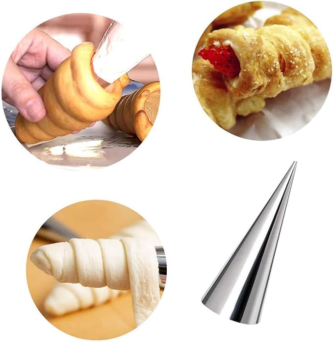 33 Pcs Stainless Steel Cannoli Tubes Kits, 5 Inch Cone Molds for Cream Horn, Danish Pastry, Lady Lock Form