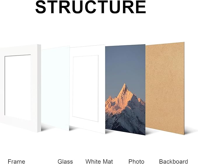 4x6 Picture Frame Set of 4, High Definition Real Glass, Display Pictures 3.5x5 with Mat or 4x6 Without Mat, Gallery Wall Hanging or Tabletop Photo Frames, White