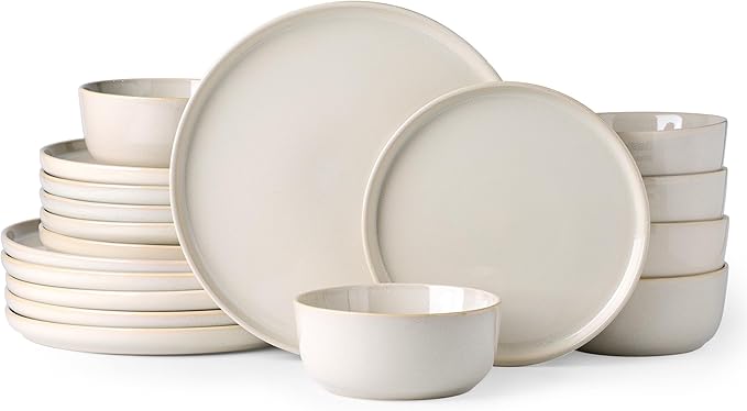 AmorArc Stoneware Dinnerware Sets,Round Reactive Glaze Plates and Bowls Set,Highly Scratch Resistant | Dishwasher & Microwave Safe,Dishes Service for 6 (18pc)