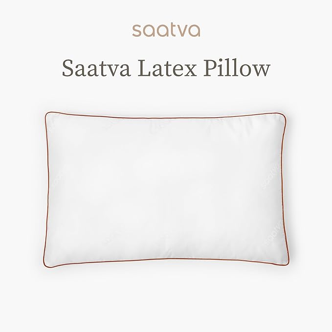 Saatva Latex Pillow - Standard Loft (4” - 5”) - Hypoallergenic Pillow with Shredded Latex Core - Breathable - Machine Washable Organic Cotton Cover - Queen (28"x18") 1 Pack