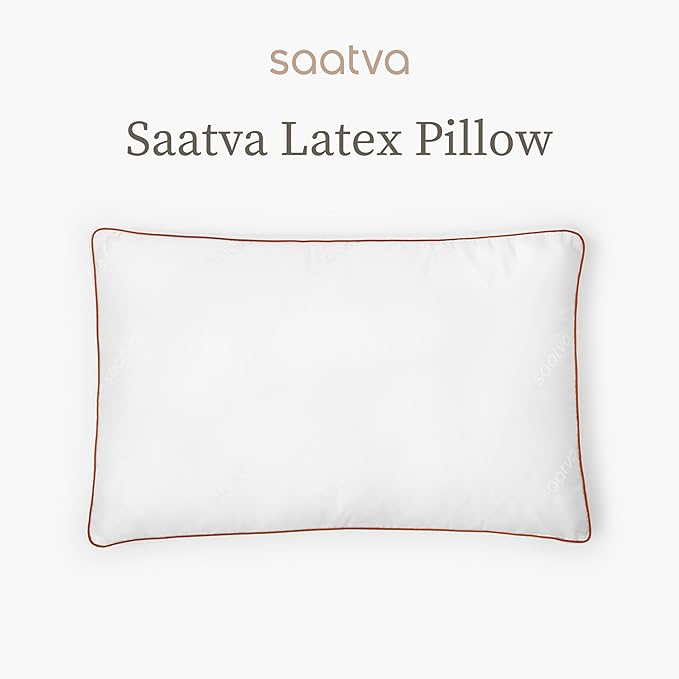 Saatva Latex Pillow - High Loft (6" - 7") - Hypoallergenic Pillow with Shredded Latex Core - Breathable - Machine Washable Organic Cotton Cover - King (34"x18") 1 Pack