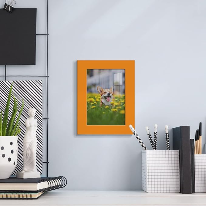 Renditions Gallery 3.5x5 inch Picture Frame High-end Modern Style, Made of Solid Wood and High Definition Glass Ready for Wall and Tabletop Photo Display, Orange Frame