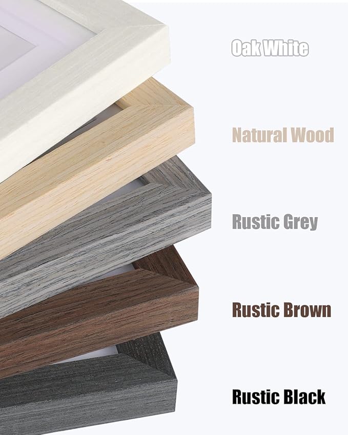 Egofine 4x6 Picture Frame Made of Solid Wood with Plexiglass, Display Pictures 3.5x5 with Mat or 4x6 Without Mat for Tabletop and Wall Mounting, Rustic Brown