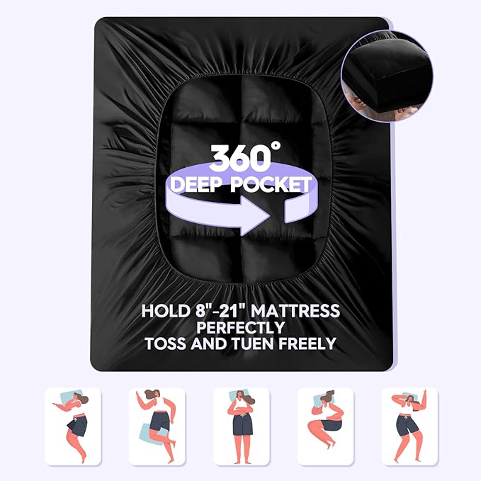 ABENE Mattress Topper Twin for Back Pain Relief, Extra Thick Mattress Pad Pillowtop, Soft Mattress Protector Cover with 8"-21" Deep Pocket, Overfilled Down Alternative Filling (Black, Twin)