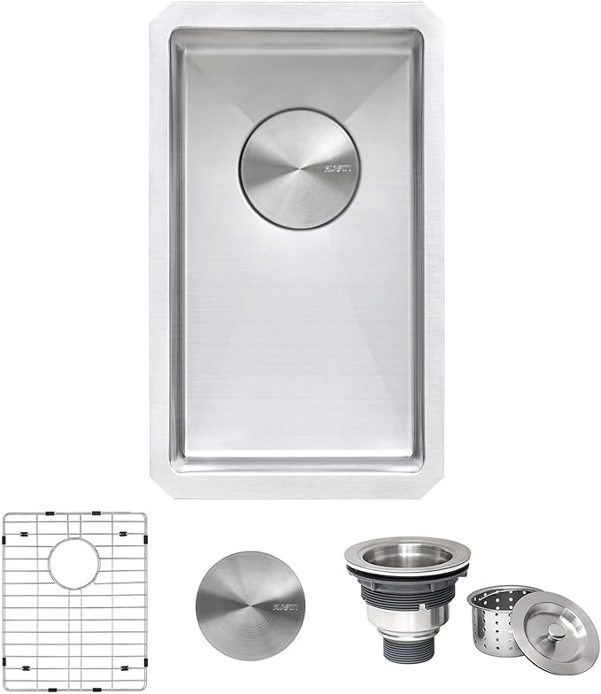 Ruvati 10-inch Rounded Corners Undermount Wet Bar Prep Sink Tight Radius - 16 Gauge Stainless Steel Bar Sink Single Bowl with Brushed Finish hides scratches, Easy-to-Clean Undermount Sinks - RVH7010