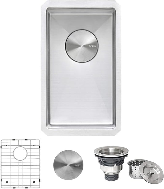 Ruvati 10-inch Rounded Corners Undermount Wet Bar Prep Sink Tight Radius - 16 Gauge Stainless Steel Bar Sink Single Bowl with Brushed Finish hides scratches, Easy-to-Clean Undermount Sinks - RVH7010