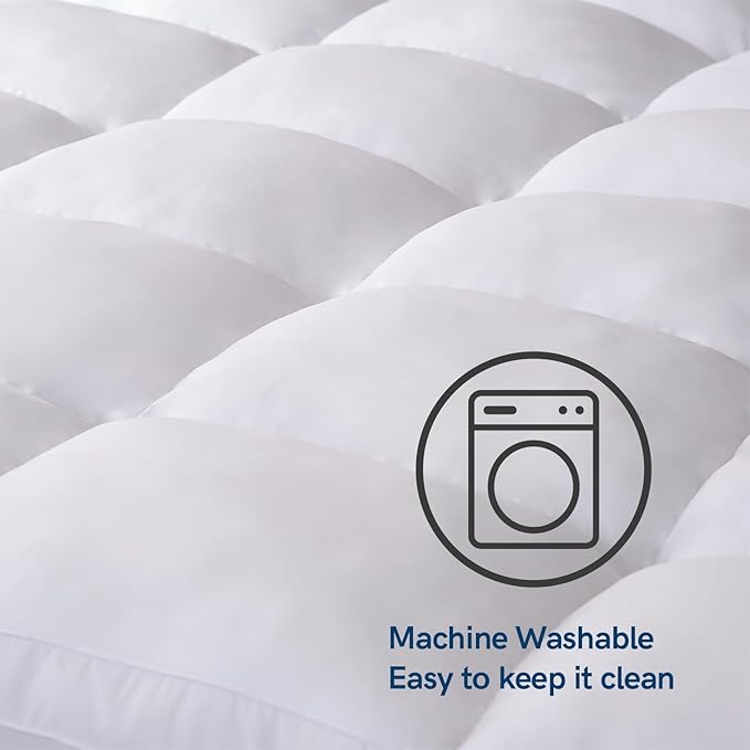 ELEMUSE Twin Mattress Topper for Back Pain, Extra Thick Mattress Pad Cover, Plush Soft Pillowtop with Elastic Deep Pocket, Overfilled Down Alternative Filling