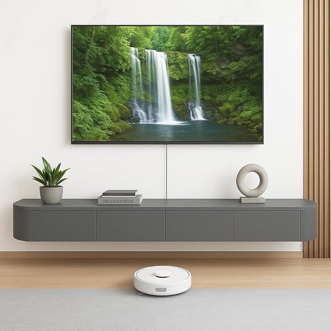 Floating TV Stand,47-118 Inch Wall Mounted TV Shelf,Modern Entertainment Center Media Console with Storage for Bedroom,Living Room (Gary, 102.3")