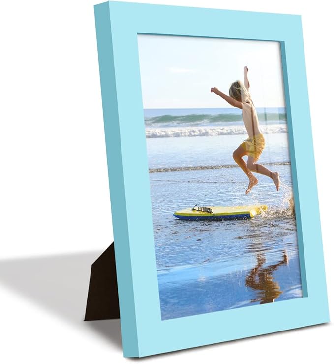 Renditions Gallery 6x8 inch Picture Frame High-end Modern Style, Made of Solid Wood and High Definition Glass Ready for Wall and Tabletop Photo Display, Blue Frame