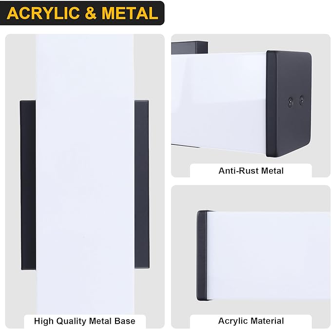 Kalium 16in Modern Wall Sconces, Dimmable Bathroom Vanity Lights, 3000K Warm White LED Indoor Sconces Lighting for Bathroom, Stairs, Living Room, Bedroom. Hardwired.