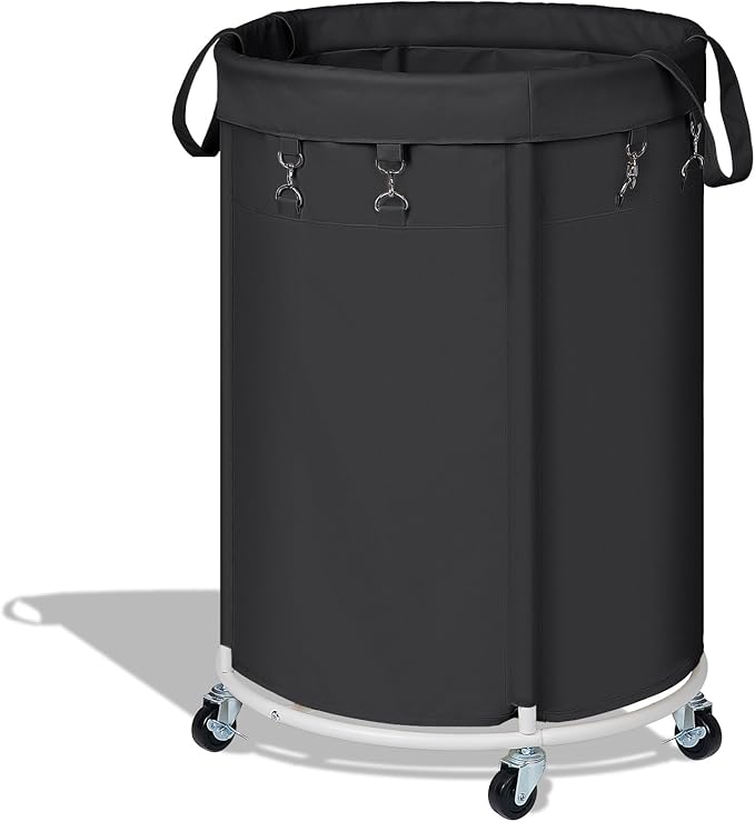 efluky 150L Laundry Basket with Wheels, Large Rolling Laundry Hampers with Handles for Bathroom, Bedroom & Laundry Room, Black