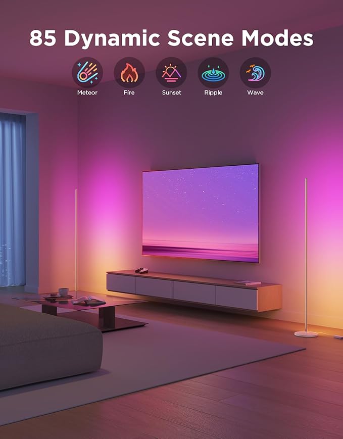 Govee RGBIC Floor Lamp Basic, LED Corner Lamp Works with Alexa, Smart Modern Floor Lamp with Music Sync and 16 Million DIY Colors, Color Changing Standing Lamp for Bedroom Living Room