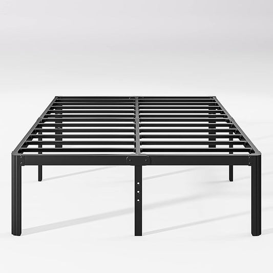 18in High Heavy Duty California King Bed Frames No Box Spring Needed, Metal Platform Cal King Bed Frame with Round Corners, Easy Assembly, Noise Free, Black