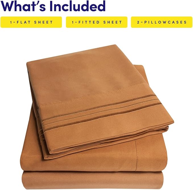 1500 Supreme Collection King Sheet Sets Mocha Brown - Luxury Hotel Bed Sheets and Pillowcase Set for King Mattress - Extra Soft, Elastic Corner Straps, Deep Pocket Sheets, King Mocha Brown