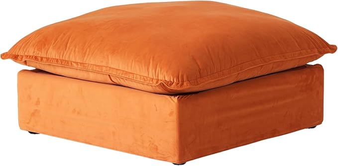 JACH Ottoman Module for Living Room, Cushion Covers Removable, Minimalist Comfy Breathable Ottoman Seater Paired with Sofa Couch for Living Room Apartment, Orange
