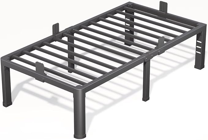 18 Inch Twin Bed Frame with Rounded Corner and Headboard Hole Mattress Retainers 3500 lbs Heavy Duty Support Metal Platform Bed Frame Noise Free No Box Spring Needed Easy Assembly